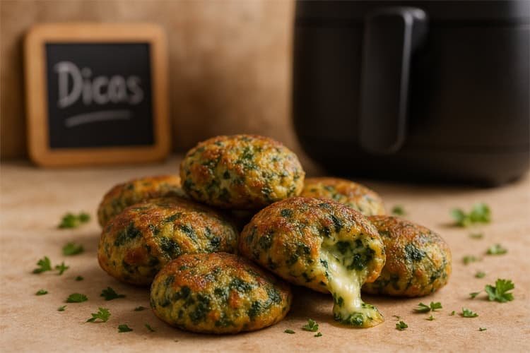 Bolinhos de Espinafre e Queijo na Airfryer