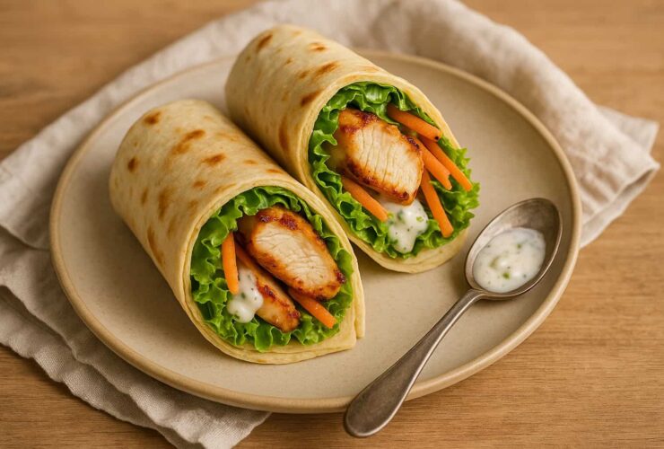 wraps frango com molho iogurte
