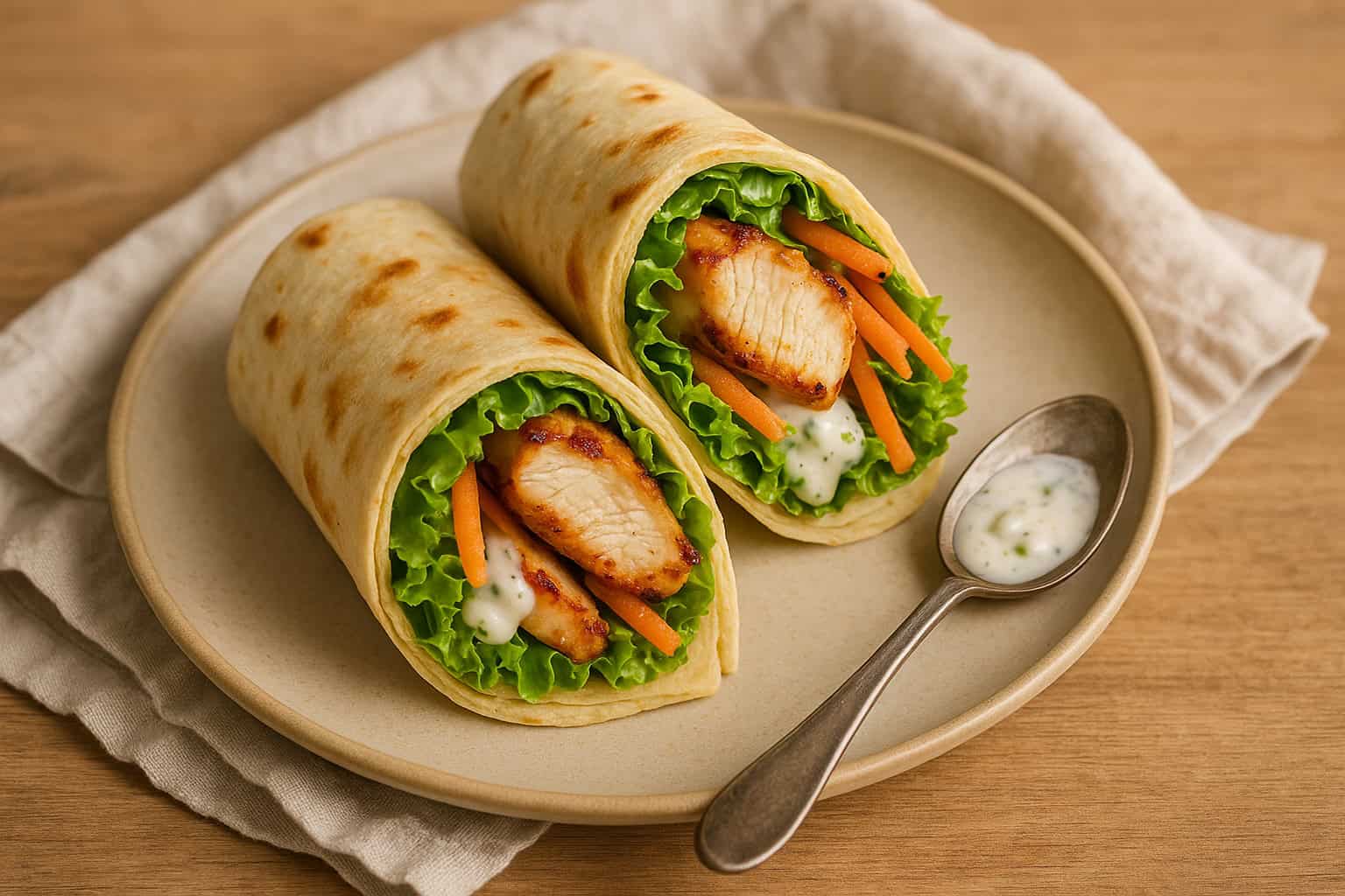 wraps frango com molho iogurte