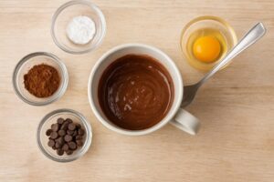 Receita de Bolo de Caneca de Chocolate no Micro-ondas preparação