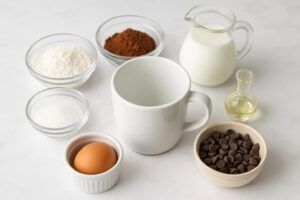 Receita de Bolo de Caneca de Chocolate no Micro-ondas ingredientes