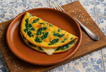 Omelete de espinafres e queijo