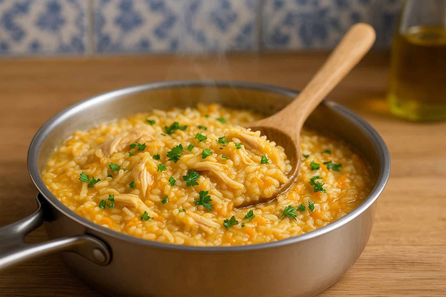Arroz de Frango Cremoso na Panela