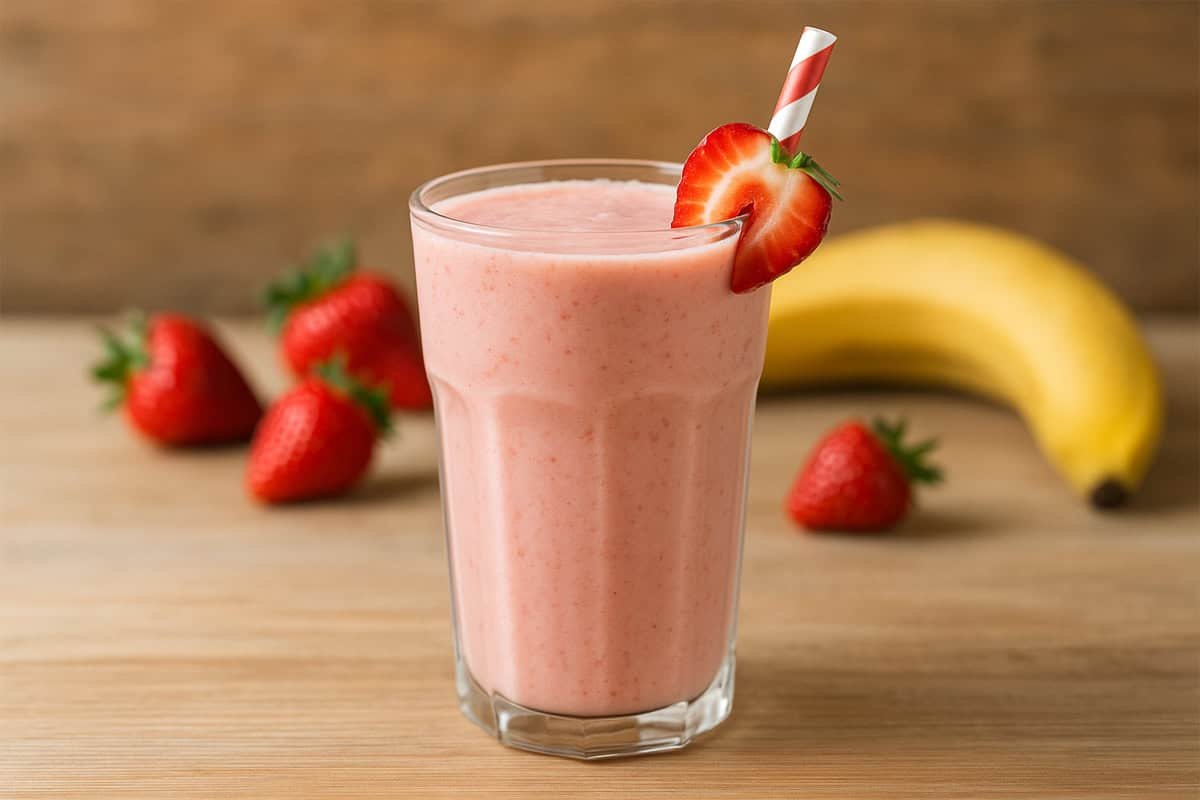 Smoothie de Morango e Banana Cremoso e Sem Açúcar