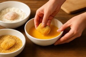 Nuggets de Frango Caseiros Crocantes preparação