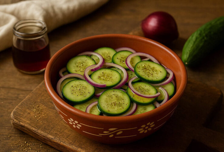 Salada de pepino com cebola e vinagre