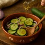 temperar Salada de pepino com cebola e vinagre