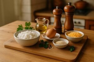 Bolinhos de Arroz com Queijo e Ervas ingredientes