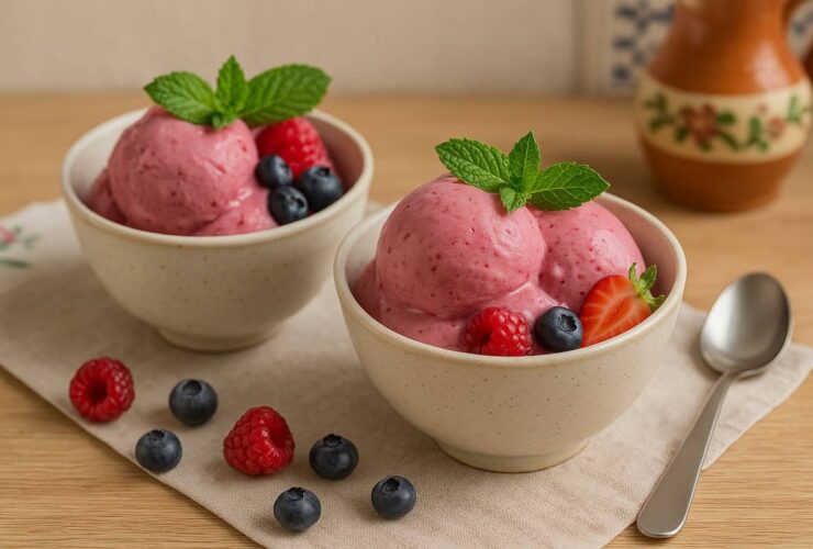 Gelado Caseiro de Iogurte Grego com Frutos Vermelhos