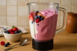 Gelado Caseiro de Iogurte Grego preparação