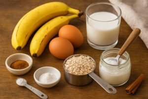 Panquecas de Aveia e Banana Saudáveis ingredientes