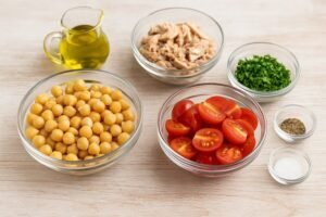 Salada de Grão-de-Bico com Atum e Tomate Cherry ingredientes