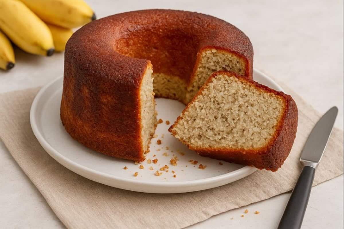 Bolo de banana fofinho e húmido