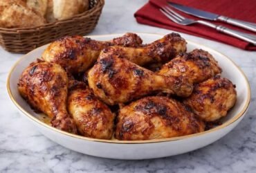 Pernas de frango na airfryer estilo assado, pele estaladiça