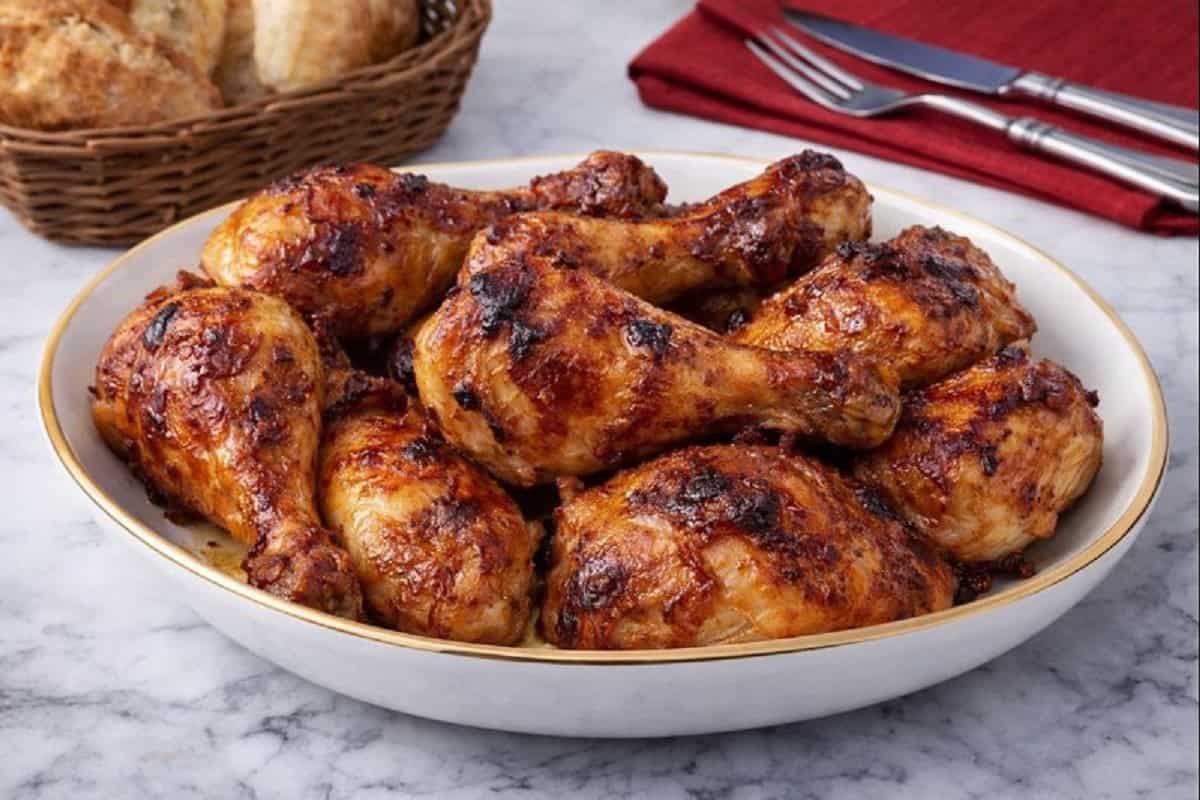 Pernas de frango na airfryer estilo assado, pele estaladiça