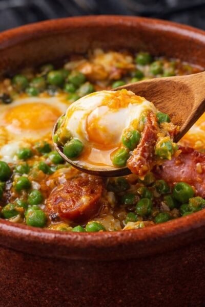 Ervilhas com Ovos Escalfados