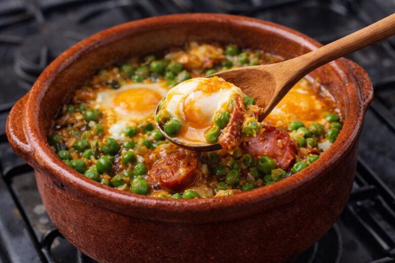 Ervilhas com Ovos Escalfados